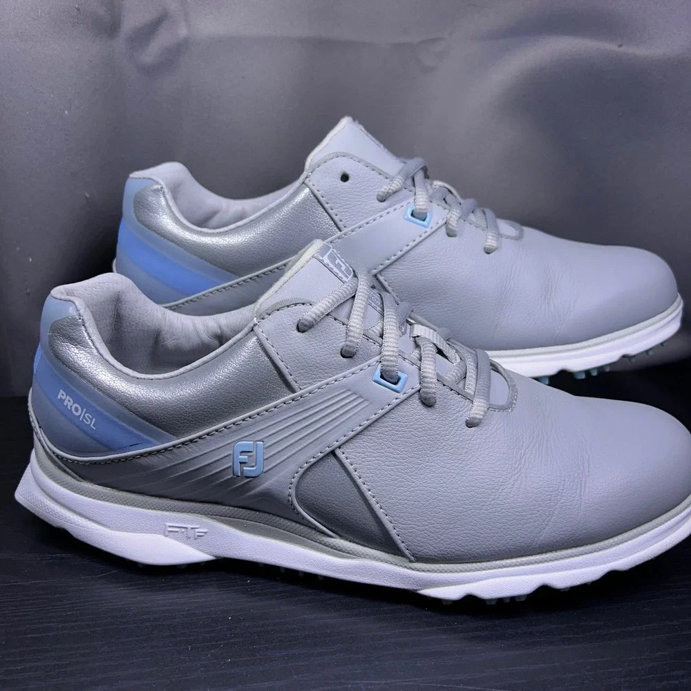 FootJoy Pro SL Golf Shoes Women's 8.5 Grey/Silver/Blue Spikeless Leather 98118